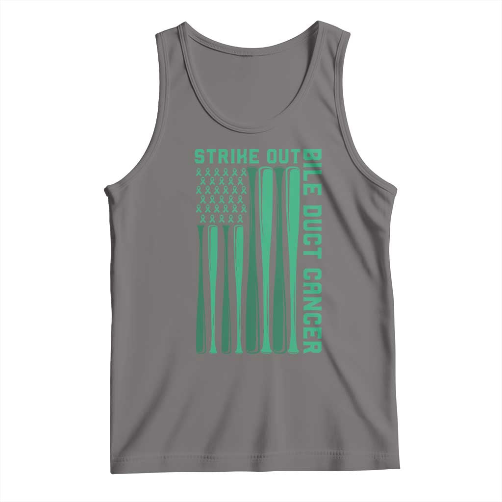 Strike Out Bile Duct Cancer Tank Top Baseball American Flag Hope Gift TS12 Deep Heather Print Your Wear