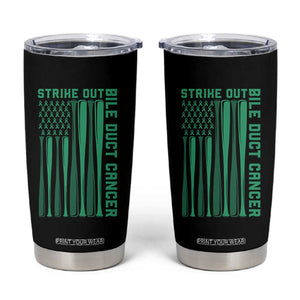 Strike Out Bile Duct Cancer Tumbler Cup Baseball American Flag Hope Gift TS12 Black Print Your Wear