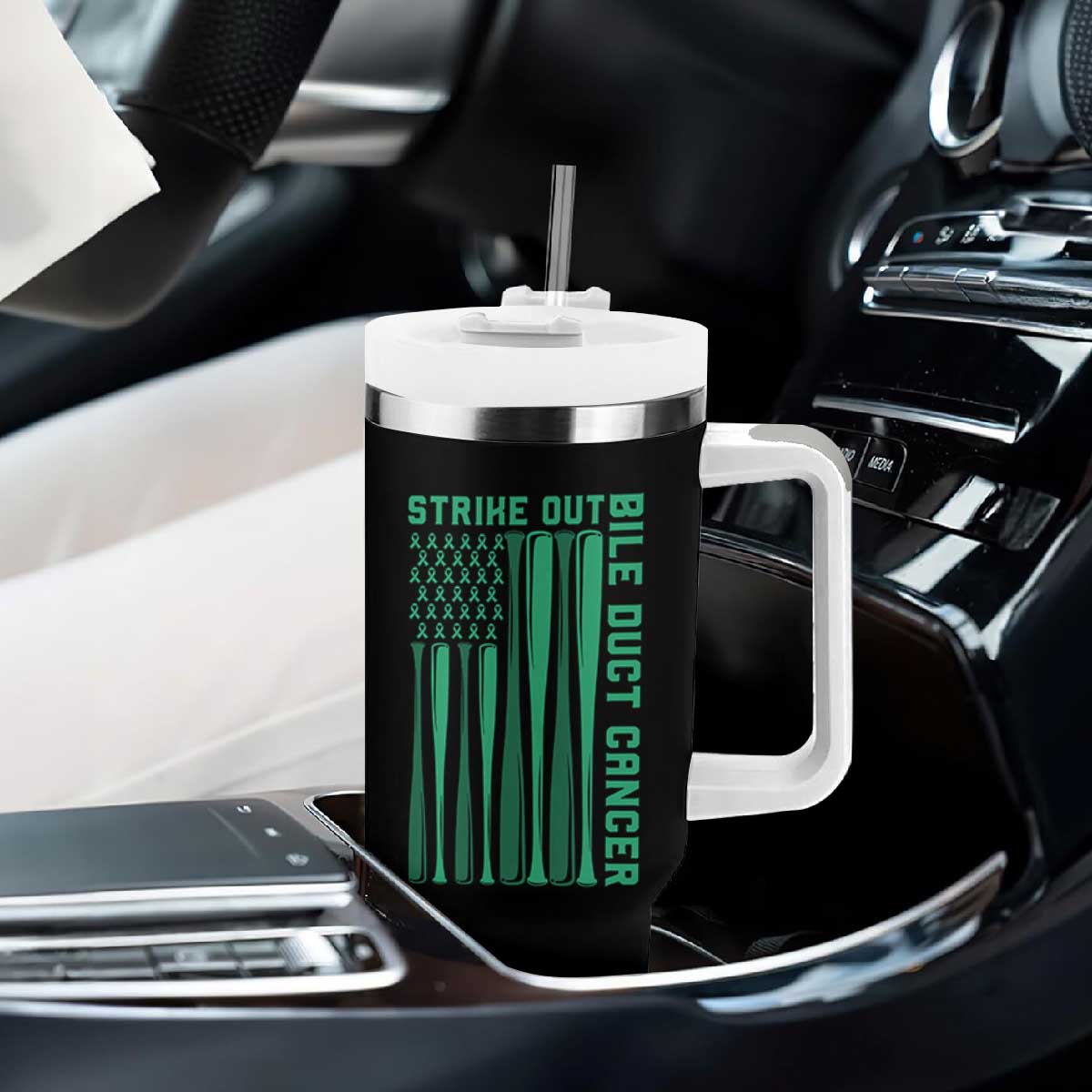 Strike Out Bile Duct Cancer Tumbler With Handle Baseball American Flag Hope Gift TS12 Print Your Wear