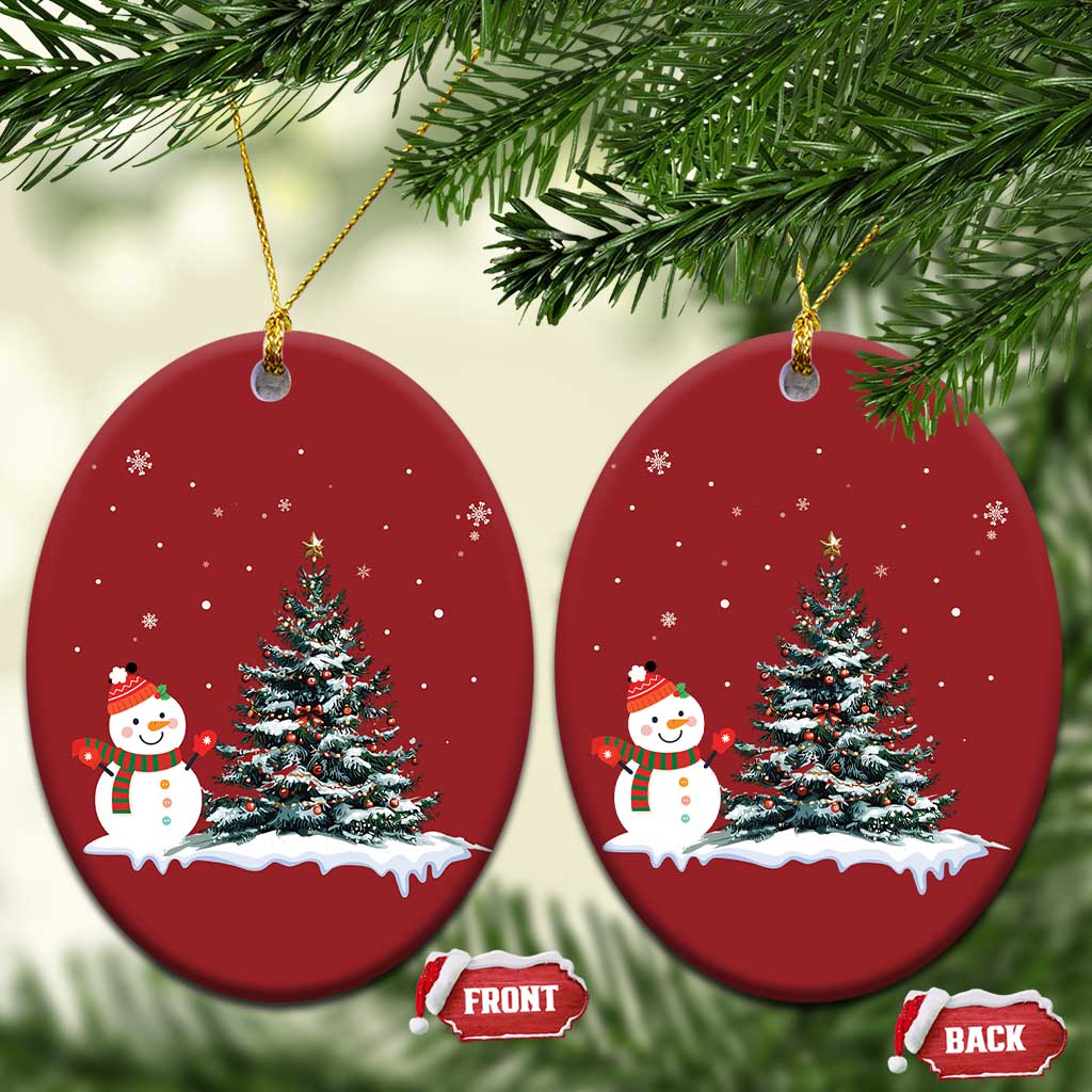 Xmas Snowman Christmas Ornament Funny Snowmen With Christmas Tree TS12 Oval Red Print Your Wear