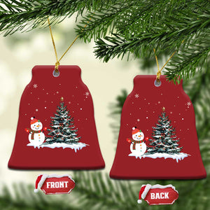 Xmas Snowman Christmas Ornament Funny Snowmen With Christmas Tree TS12 Bell Flake Red Print Your Wear