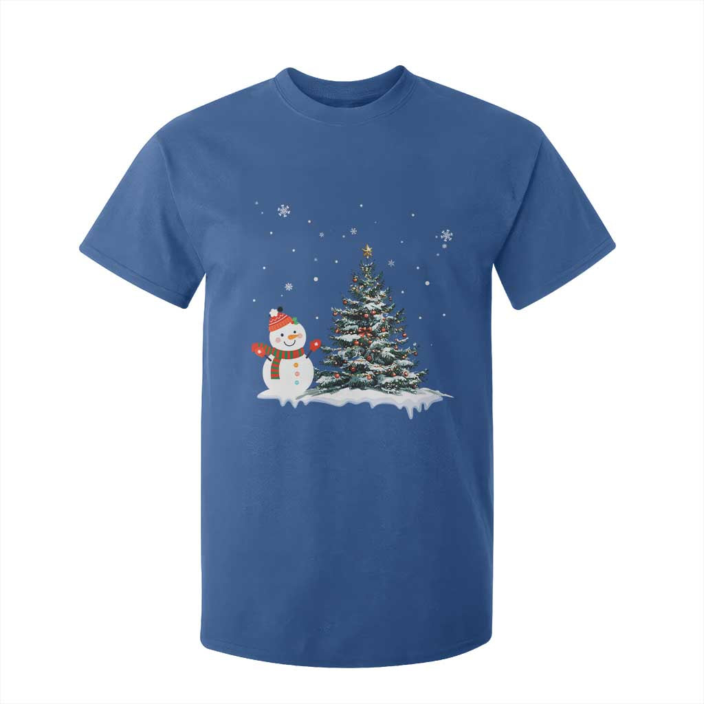 Christmas Snowman T Shirt For Kid Funny Snowmen With Christmas Tree TS12 Royal Blue Print Your Wear