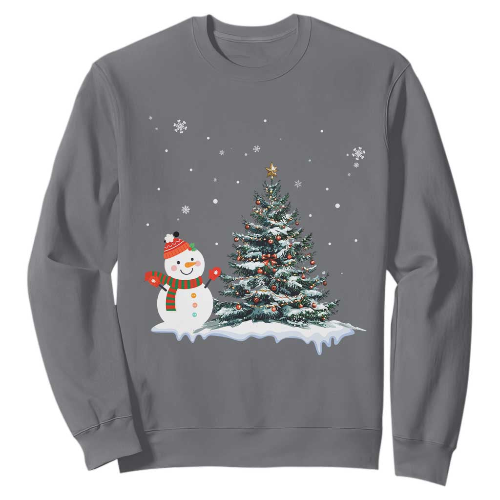 Christmas Snowman Sweatshirt Funny Snowmen With Christmas Tree TS12 Charcoal Print Your Wear