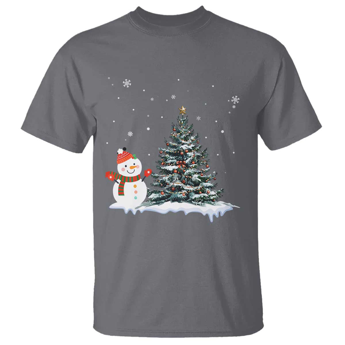 Christmas Snowman T Shirt Funny Snowmen With Christmas Tree TS12 Charcoal Print Your Wear