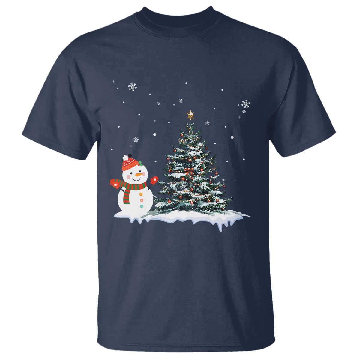 Christmas Snowman T Shirt Funny Snowmen With Christmas Tree TS12 Navy Print Your Wear