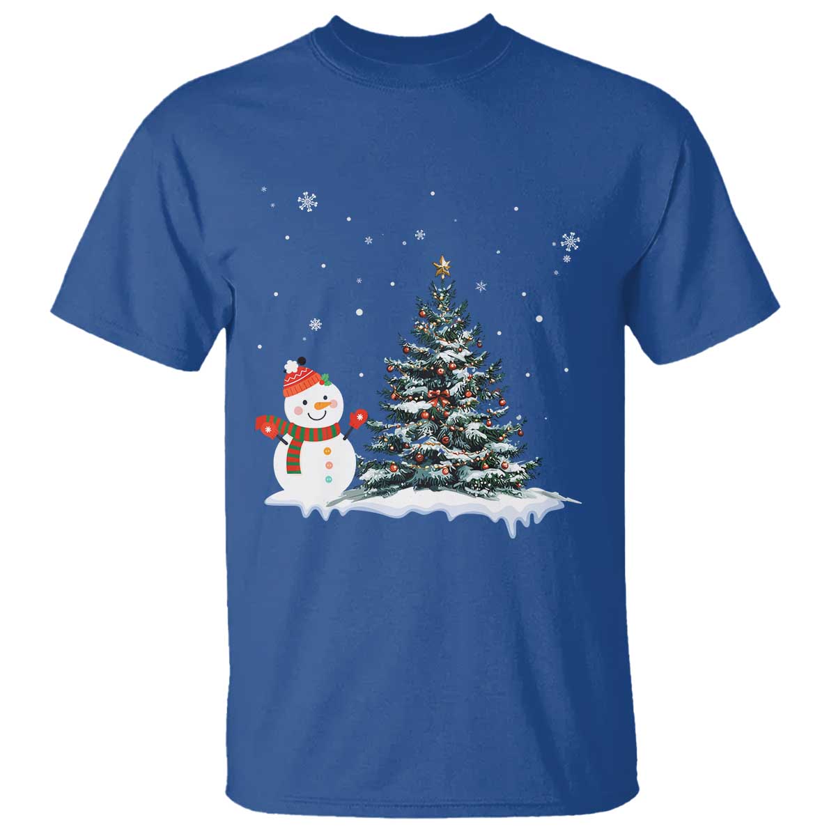 Christmas Snowman T Shirt Funny Snowmen With Christmas Tree TS12 Royal Blue Print Your Wear