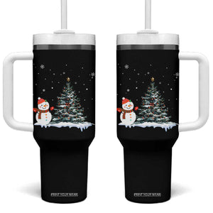 Christmas Snowman Tumbler With Handle Funny Snowmen With Christmas Tree TS12 One Size: 40 oz Black Print Your Wear