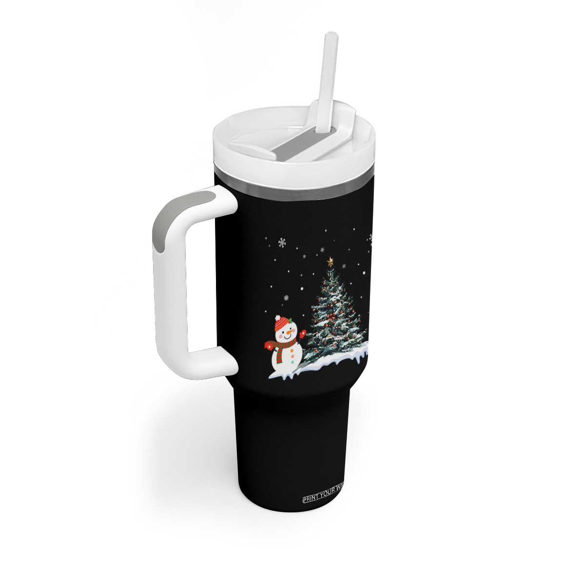 Christmas Snowman Tumbler With Handle Funny Snowmen With Christmas Tree TS12 Print Your Wear