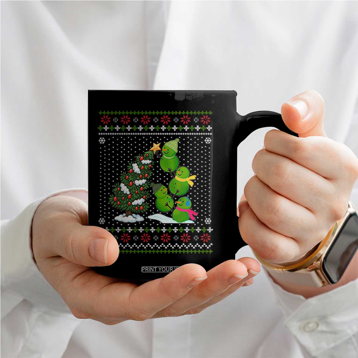 Christmas Snowman Squad Coffee Mug Funny Holiday Snowmen With Xmas Tree TS12 Print Your Wear