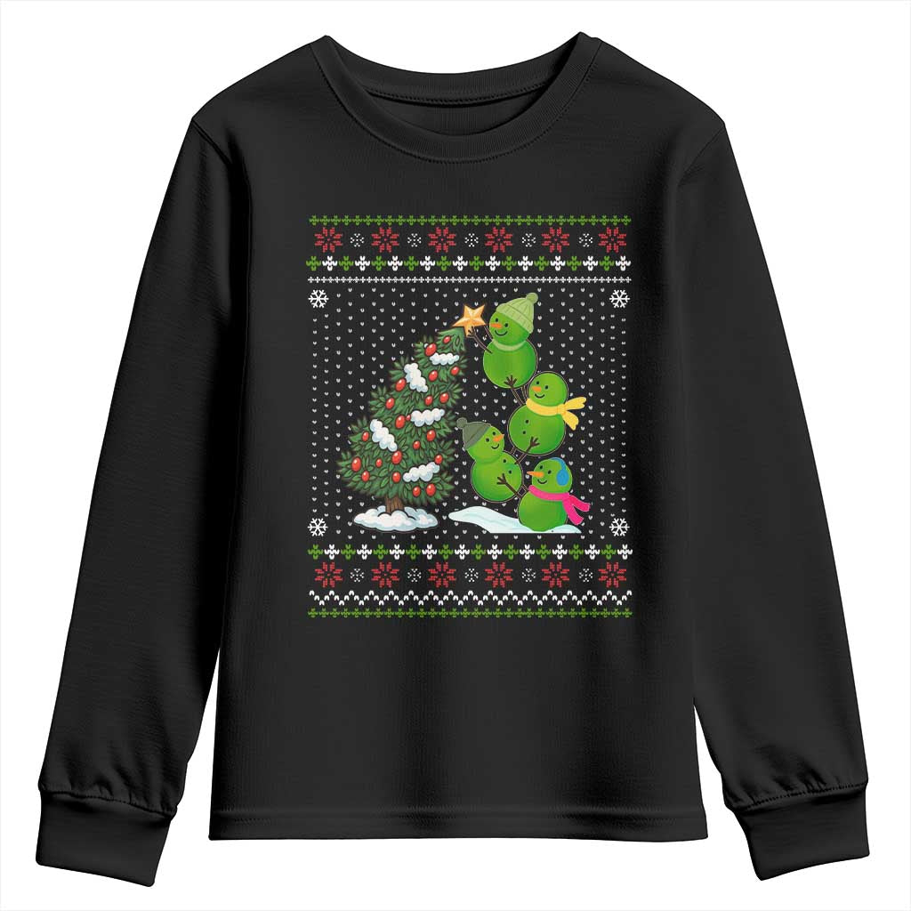 Christmas Snowman Squad Youth Sweatshirt Funny Holiday Snowmen With Xmas Tree TS12 Black Print Your Wear