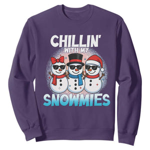 Christmas Snowman Sweatshirt Chillin With My Snowmies Christmas Snowman TS12 Purple Print Your Wear