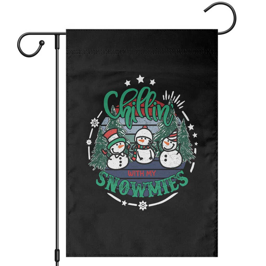 Christmas Snowman Garden Flag Chillin With My Snowmies Cute Winter TS12 Black Print Your Wear