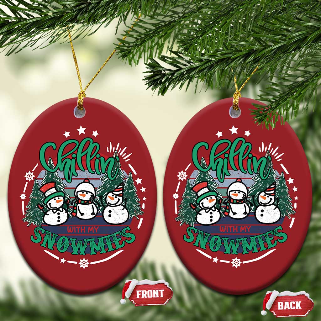 Xmas Snowman Christmas Ornament Chillin With My Snowmies Cute Winter TS12 Oval Red Print Your Wear