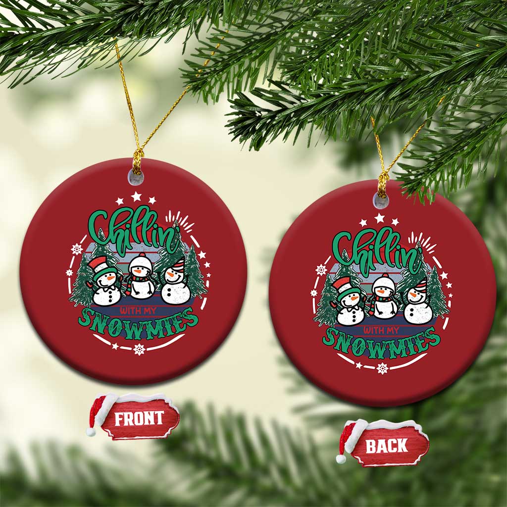 Xmas Snowman Christmas Ornament Chillin With My Snowmies Cute Winter TS12 Circle Red Print Your Wear