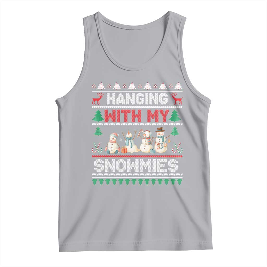 Christmas Snowman Tank Top Hanging With My Snowmies Merry Xmas TS12 Athletic Heather Print Your Wear