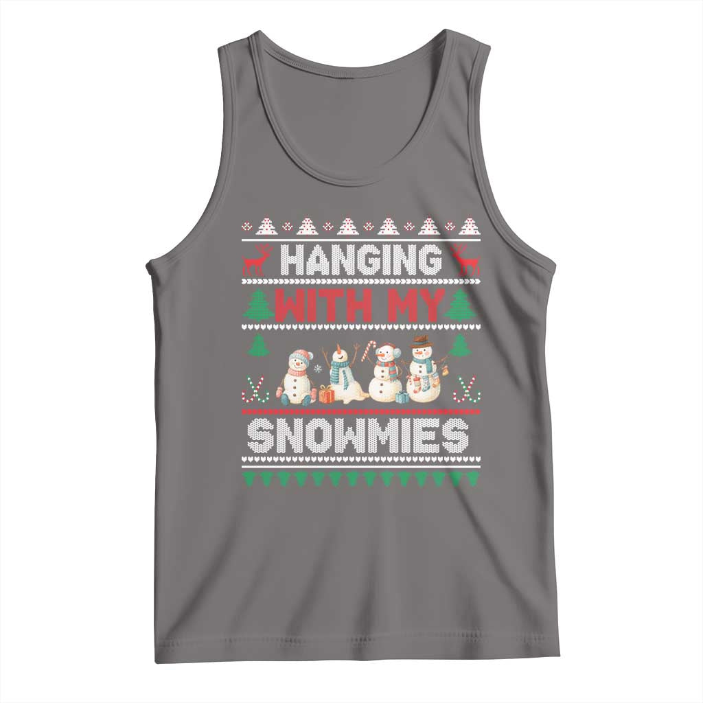 Christmas Snowman Tank Top Hanging With My Snowmies Merry Xmas TS12 Deep Heather Print Your Wear