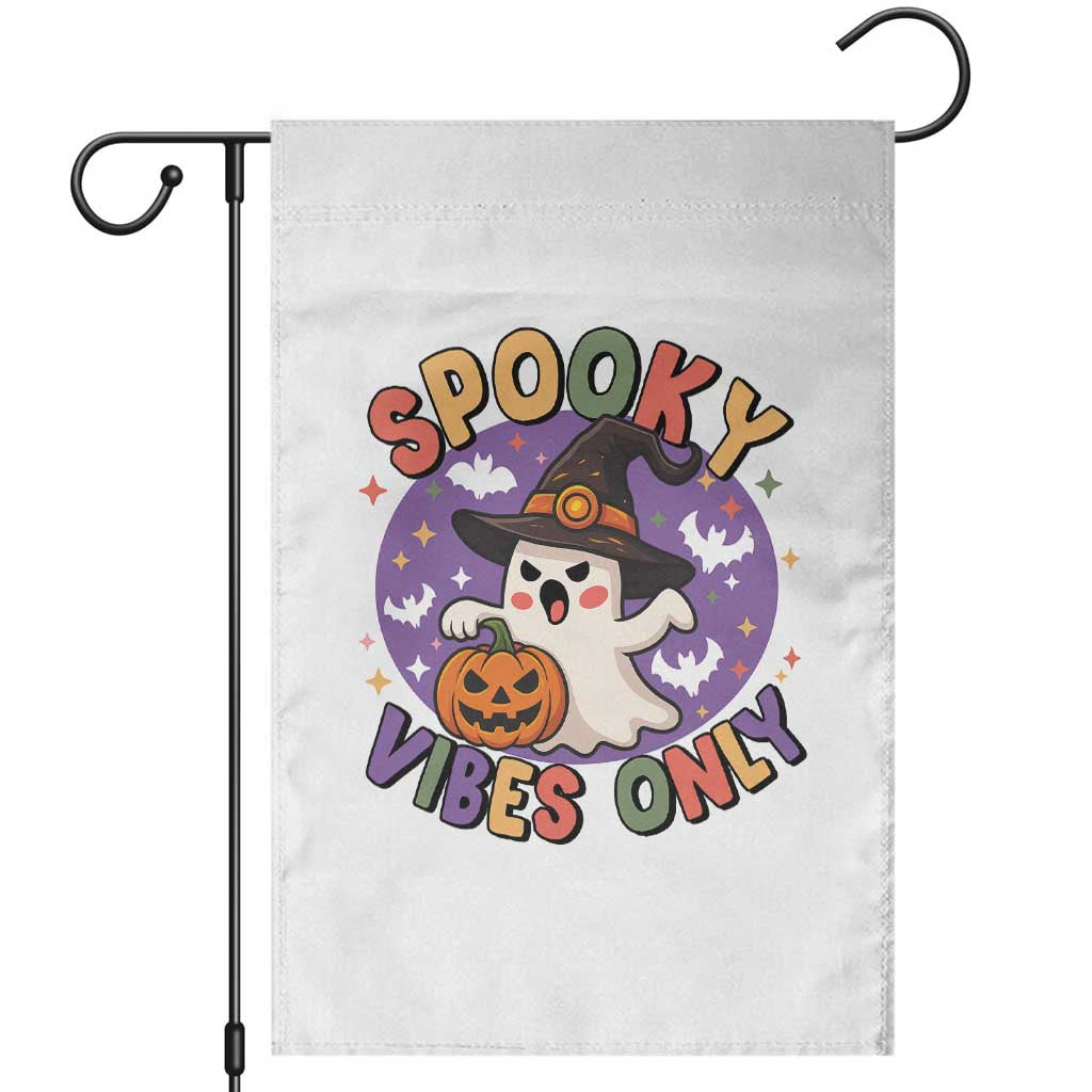 Cute Halloween Ghost Garden Flag Spooky Vibes Only With Pumpkin TS12 White Print Your Wear