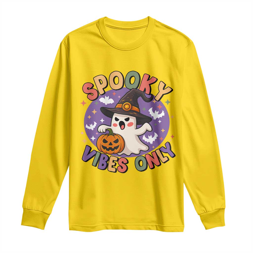 Cute Halloween Ghost Long Sleeve Shirt Spooky Vibes Only With Pumpkin TS12 Daisy Print Your Wear