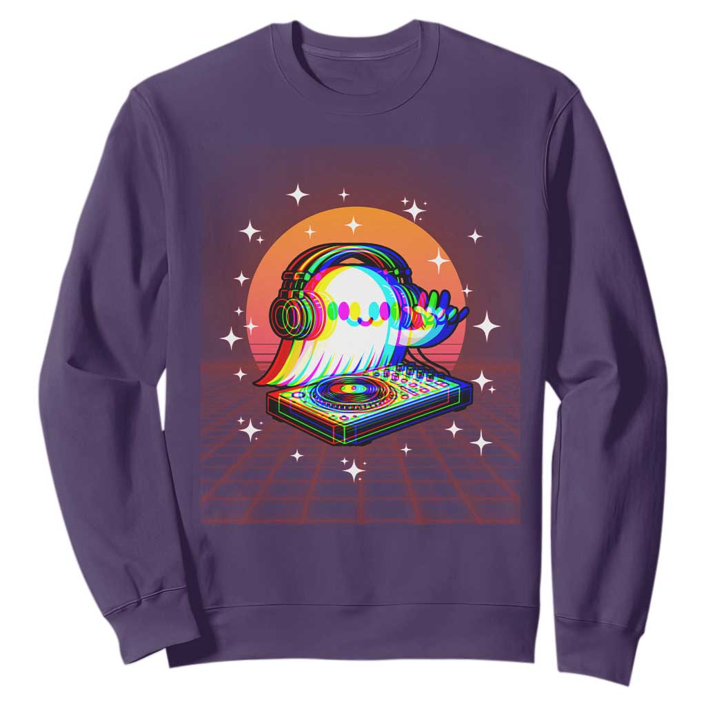 Halloween Ghost Sweatshirt Funny Trippy Vaporwave DJ Music Party TS12 Purple Print Your Wear