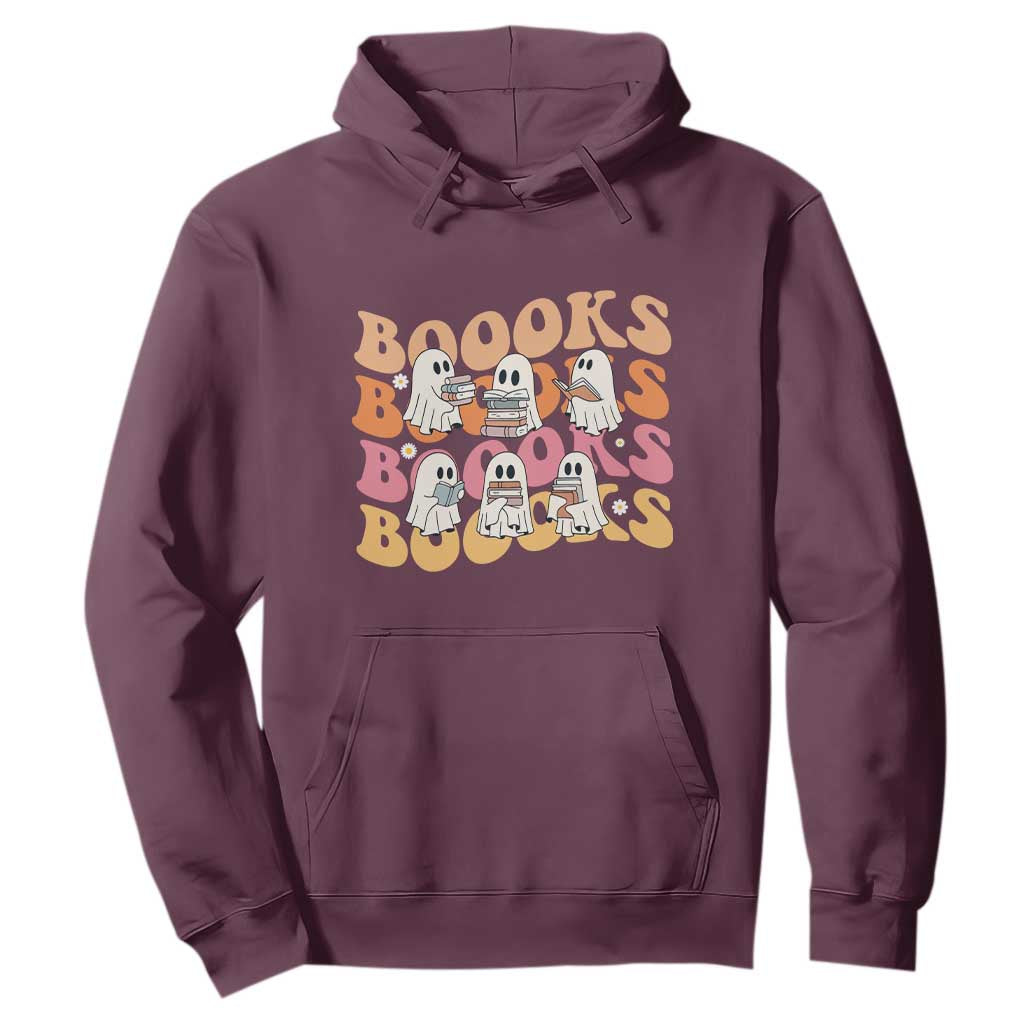 Bookish Ghost Halloween Hoodie Funny Book Lover And Spooky Squad TS12 Maroon Print Your Wear