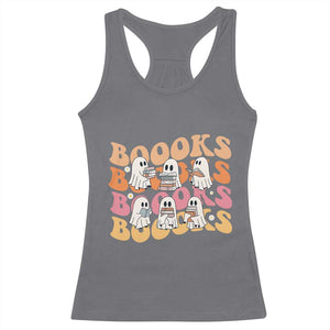 Bookish Ghost Halloween Racerback Tank Top Funny Book Lover And Spooky Squad TS12 Charcoal Print Your Wear