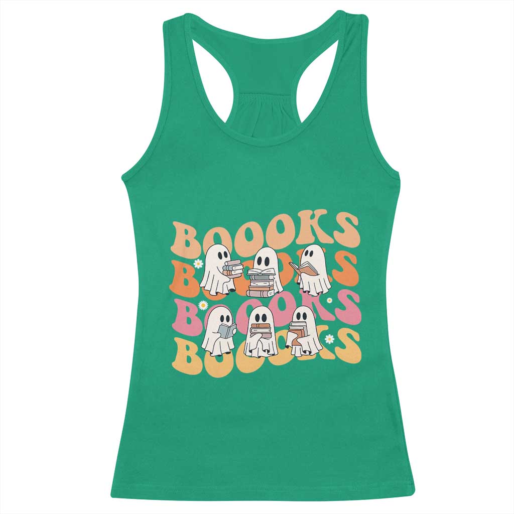 Bookish Ghost Halloween Racerback Tank Top Funny Book Lover And Spooky Squad TS12 Irish Green Print Your Wear