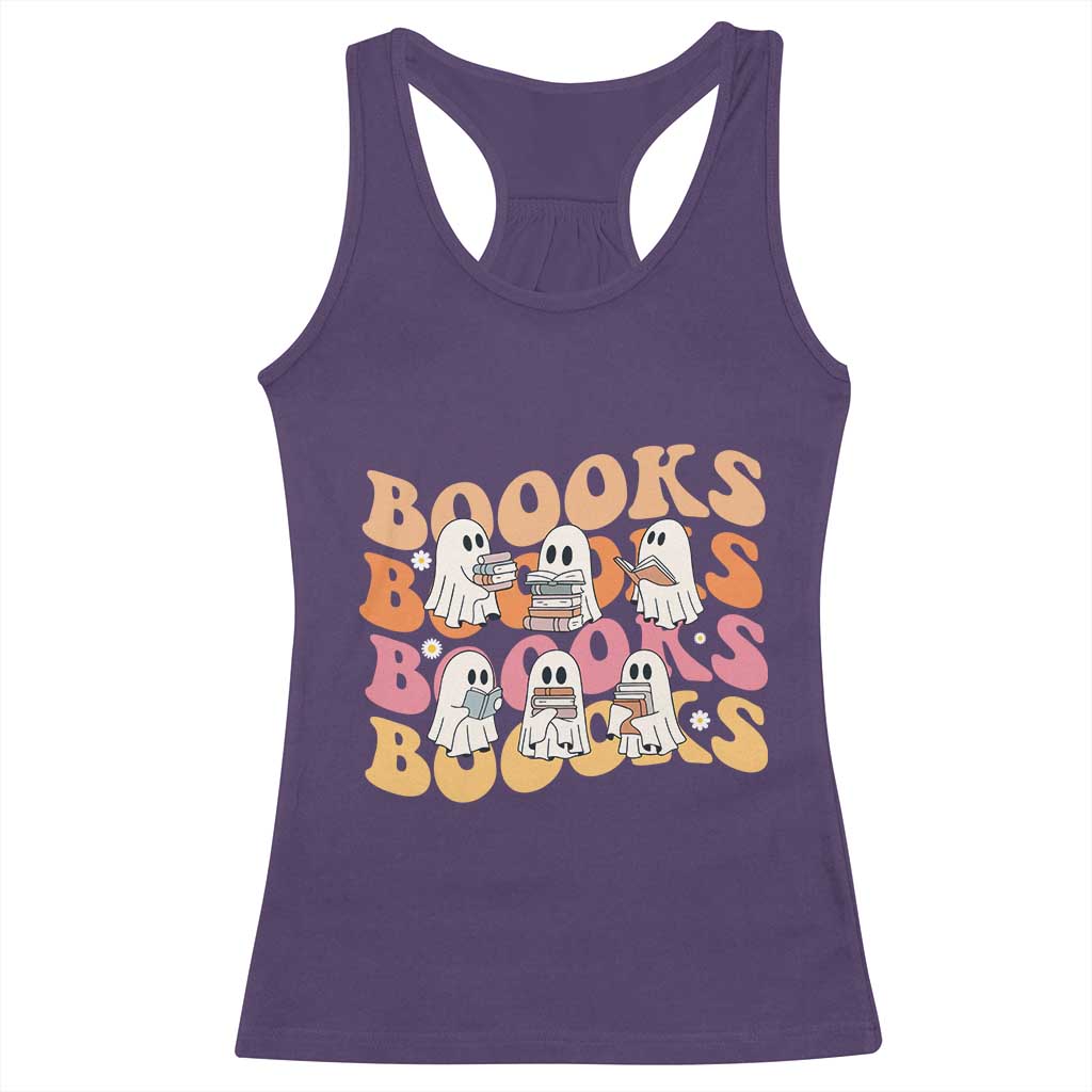 Bookish Ghost Halloween Racerback Tank Top Funny Book Lover And Spooky Squad TS12 Purple Print Your Wear