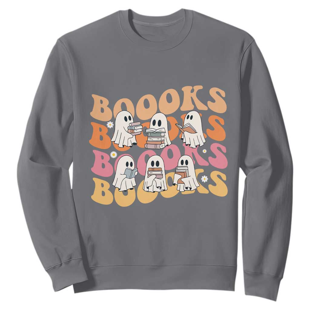 Bookish Ghost Halloween Sweatshirt Funny Book Lover And Spooky Squad TS12 Charcoal Print Your Wear