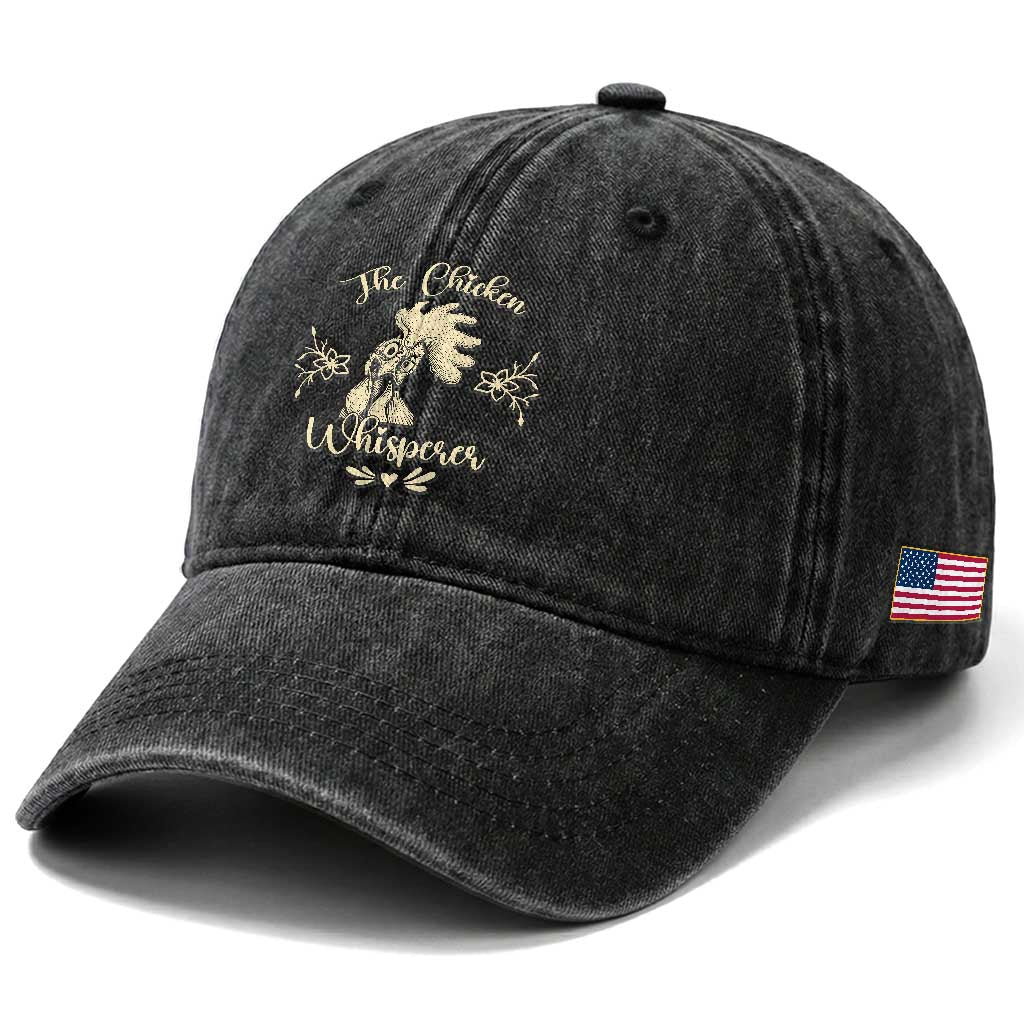 Funny Chicken Lover Gift Washed Cotton Baseball Cap The Chicken Whisperer TS12 Print Your Wear
