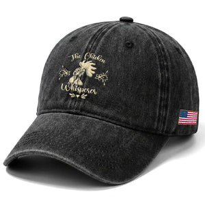 Funny Chicken Lover Gift Washed Cotton Baseball Cap The Chicken Whisperer TS12 Print Your Wear
