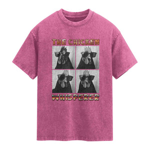 Funny Farm Animal Gift Washed Cotton T-Shirt The Chicken Whisperer