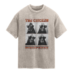 Funny Farm Animal Gift Washed Cotton T-Shirt The Chicken Whisperer