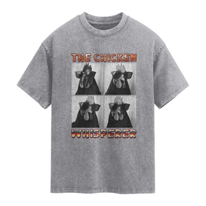 Funny Farm Animal Gift Washed Cotton T-Shirt The Chicken Whisperer