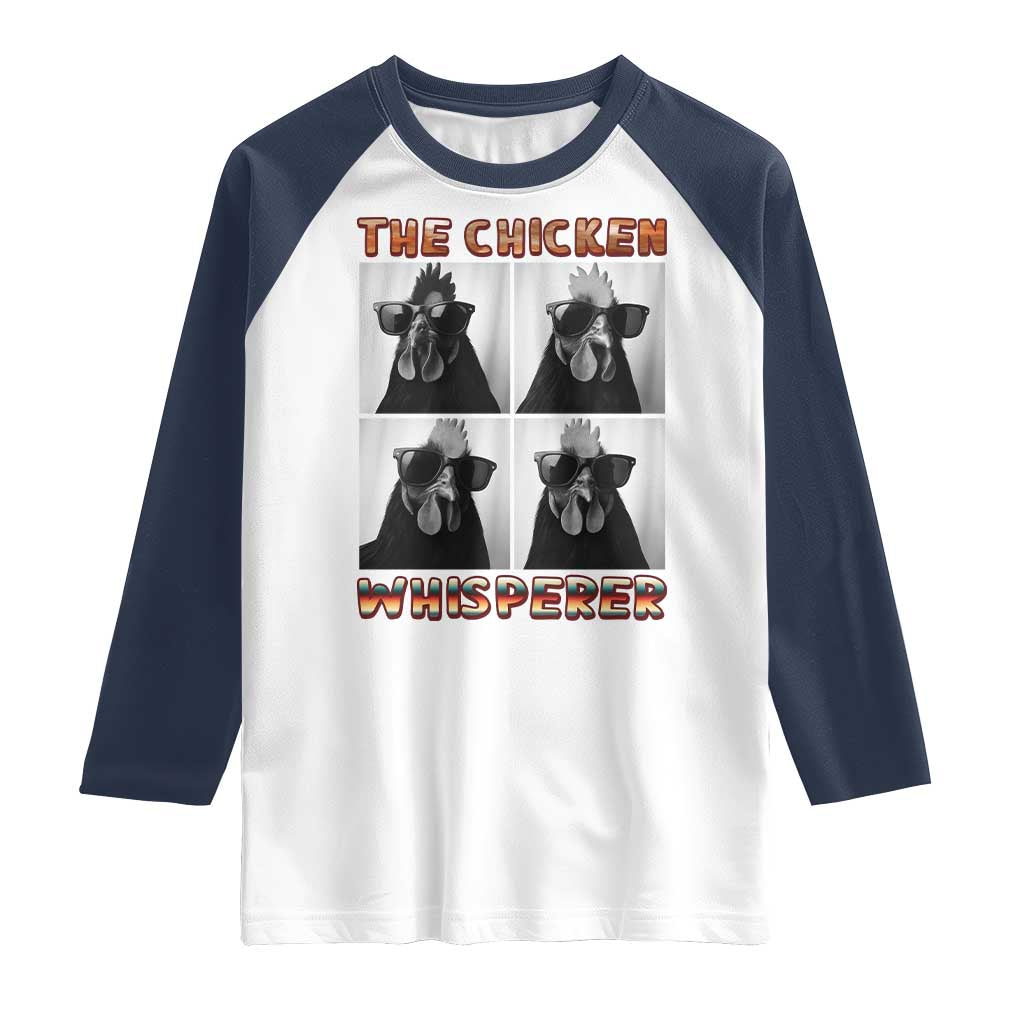 Funny Farm Animal Gift Raglan Shirt The Chicken Whisperer TS12 White Navy Print Your Wear