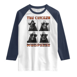 Funny Farm Animal Gift Raglan Shirt The Chicken Whisperer TS12 White Navy Print Your Wear