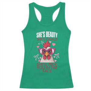 She Will Peck You In The Face Racerback Tank Top Funny Chicken Lover TS12 Irish Green Print Your Wear