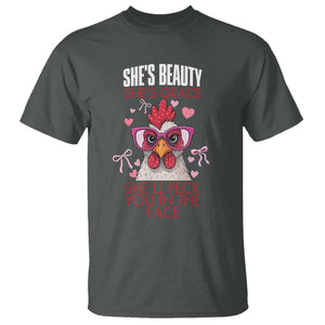 She Will Peck You In The Face T Shirt Funny Chicken Lover TS12 Dark Heather Print Your Wear