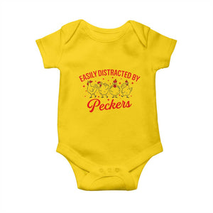 Funny Chicken Lover Gift Baby Onesie Easily Distracted By Peckers TS12 Daisy Print Your Wear