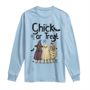 Funny Halloween Chicken Long Sleeve Shirt Chick Or Treat Spooky Gift TS12 Light Blue Print Your Wear