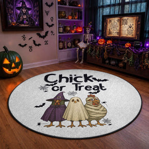 Funny Halloween Chicken Round Rug Chick Or Treat Spooky Gift