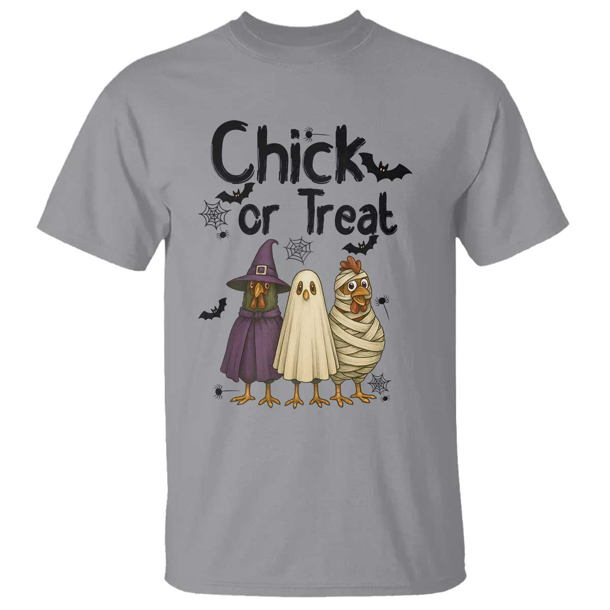 Funny Halloween Chicken T Shirt Chick Or Treat Spooky Gift TS12 Sport Gray Print Your Wear