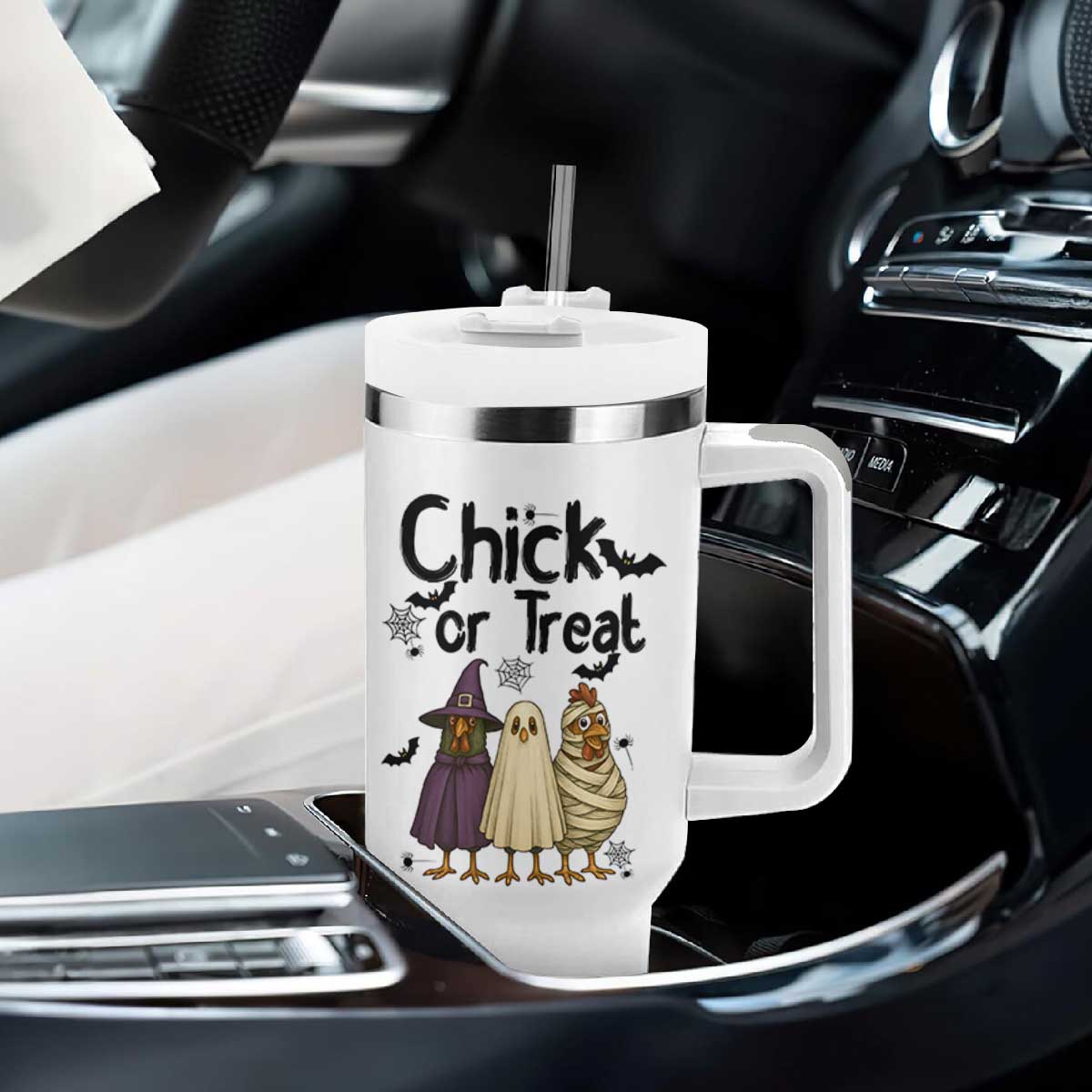 Funny Halloween Chicken Tumbler With Handle Chick Or Treat Spooky Gift TS12 Print Your Wear