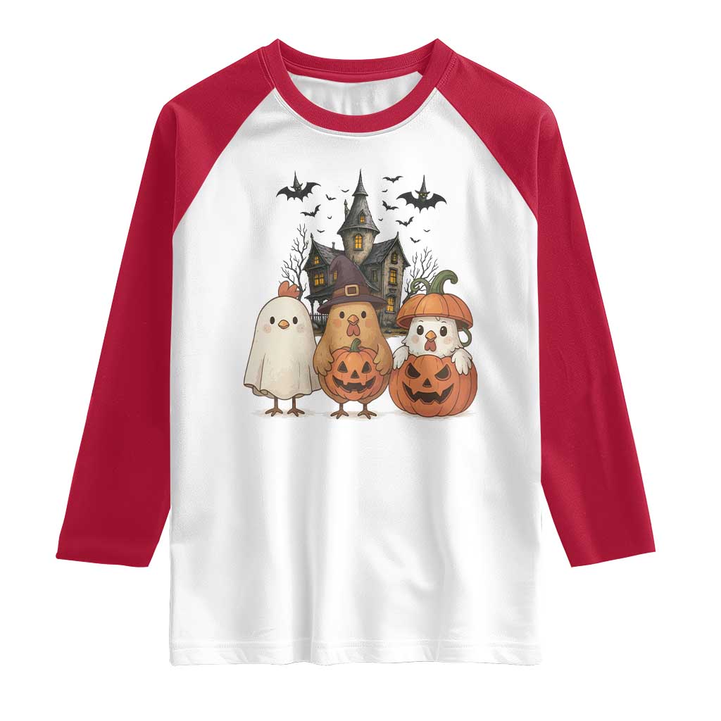 Halloween Chicken Cosplay Raglan Shirt Funny Farm Life Gift TS12 White Red Print Your Wear