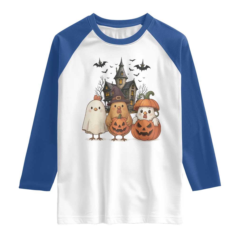 Halloween Chicken Cosplay Raglan Shirt Funny Farm Life Gift TS12 White Royal Print Your Wear