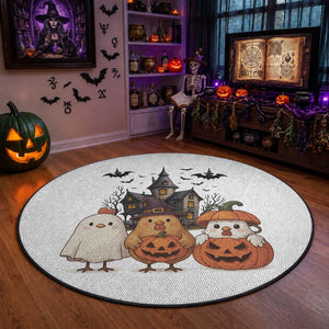 Halloween Chicken Cosplay Round Rug Funny Farm Life Gift