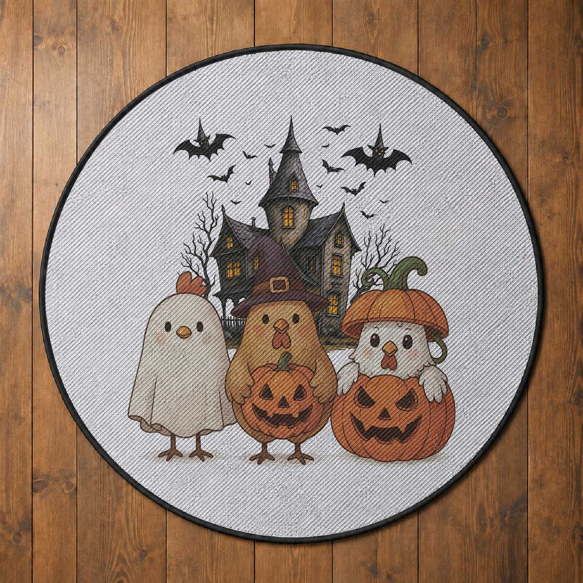 Halloween Chicken Cosplay Round Rug Funny Farm Life Gift