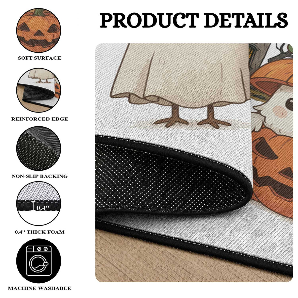 Halloween Chicken Cosplay Round Rug Funny Farm Life Gift