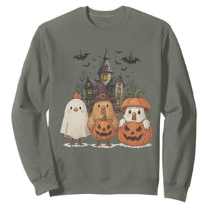 Halloween Chicken Cosplay Sweatshirt Funny Farm Life Gift TS12 Military Green Print Your Wear