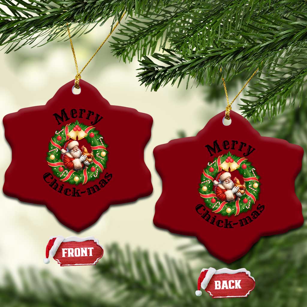 Funny Xmas Chicken Lovers Ceramic Ornament Merry Chickmas Santa Gift TS12 Print Your Wear