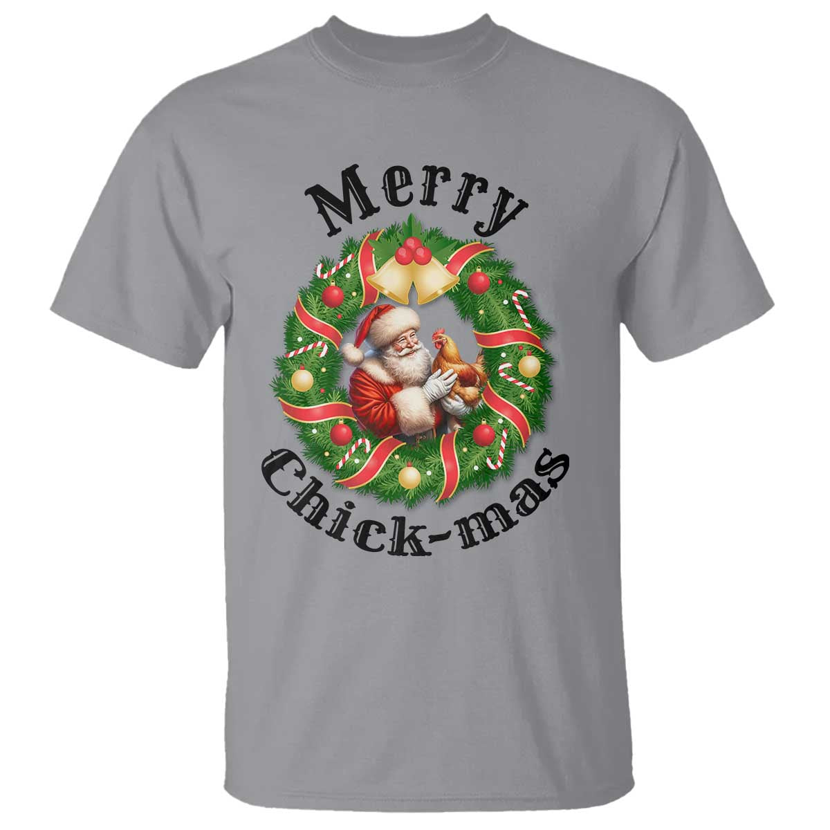 Funny Christmas Chicken Lovers T Shirt Merry Chickmas Santa Gift TS12 Sport Gray Print Your Wear